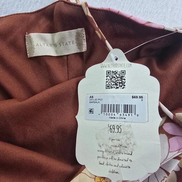 Altar'd State NWT Zaylie‎ Marsala Floral Cowl Neck Mini Slip Dress Small - Image 3