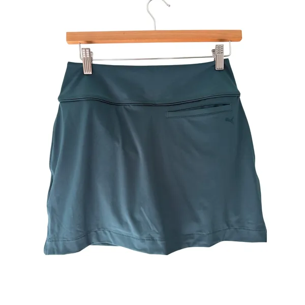 PUMA Golf Blake Piped Knit Skort Small Teal Blue Built-In Shorts Pockets - Image 2