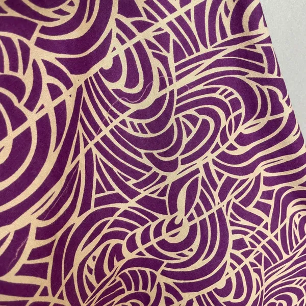 Handmade Muumuu Dress Short Sleeves Midi Purple Tan Swirl Print Women Hawaiian - Image 9