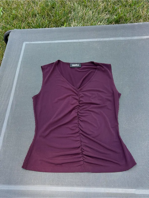 Vintage Baranda Y2K medium purple Rouched 90's Babydoll Baby Tee‎ Top summer - Image 3