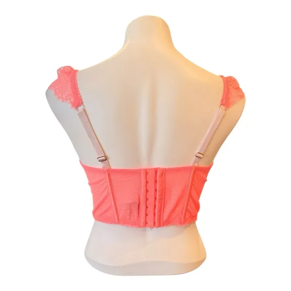 VICTORIA’S SECRET Dream Angels Lace Cap Sleeve Corset Top Neon Nectar Size M DD - Image 3