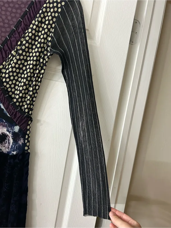 Fuzzi Multi Pattern Wrap Maxi Dress Sz L Purple Size L - Image 4