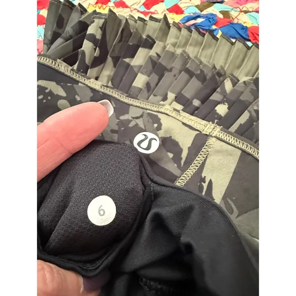 Lululemon City Sky Run By Pop Cut Fatigue Green Black Camo Ruffle Tennis Skirt - Image 5