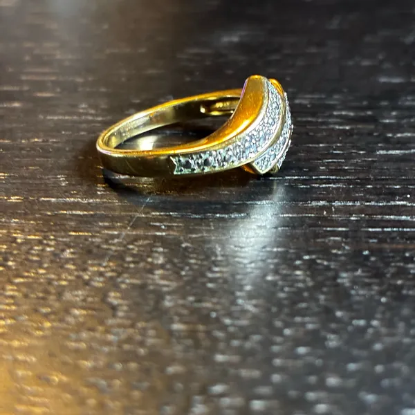Sparkling Pave Stone Bypass Ring, Gold Tone Finish Size 8 - Image 2