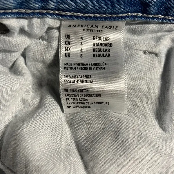American Eagle Pinstripe Mom Jeans 4 29x27 Blue Retro High Waisted Tapered Leg - Image 4