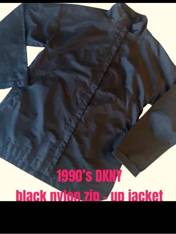 DKNY Vintage black nylon windbreaker zip up jacket - Image 13
