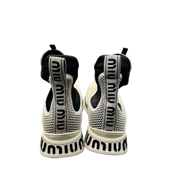 Miu Miu Crystal Mesh Slip-On Sneakers Women’s EU 39 Black White Italy - Image 11