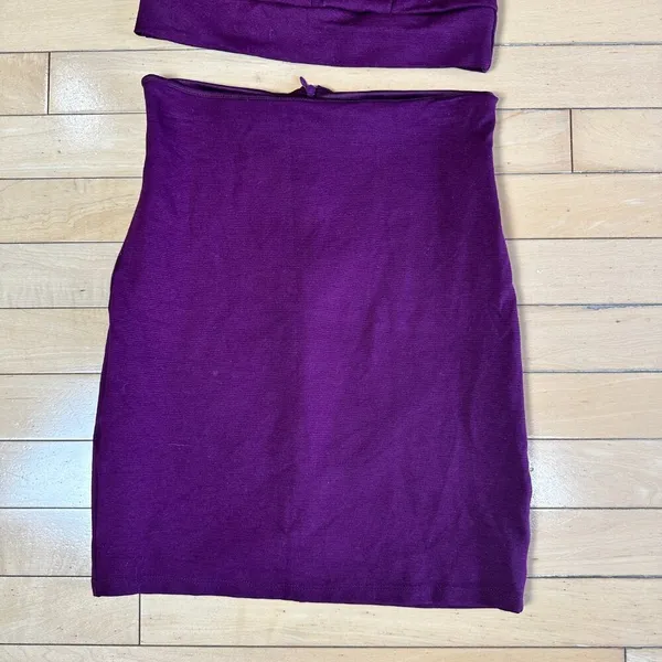LULU'S 2 Piece Purple Lace Back Crop TOp & Skirt Set Size Small - Image 3