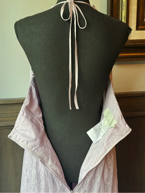David's Bridal Lilac Lace Halter Gown 12 EUC - Image 7