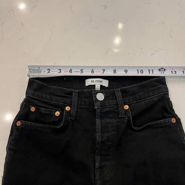 RE/DONE High Rise Stove Pipe Jeans in Jet Black Size 26 - Image 9