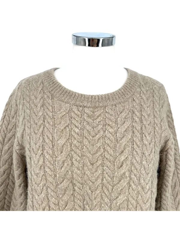 & Other Stories Cable Knit Wool Alpaca Sweater Beige Size Large Quiet Luxury - Image 2