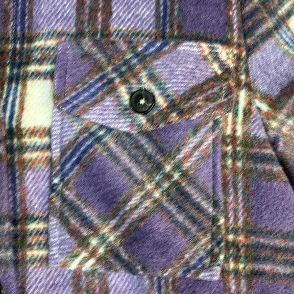 Sky to Moon Purple Plaid Button Down Shacket Jacket SM-J60002A Womens‎ small - Image 6