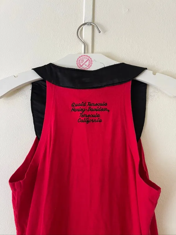 Harley Davidson Red And Black Zipper Front Tank Top Woman’s Small Y2K 12/2011 - Image 11