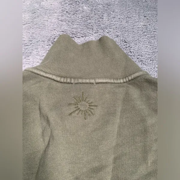 Aerie offline Olive Green Quarter-Zip cropped Pullover small - Image 9
