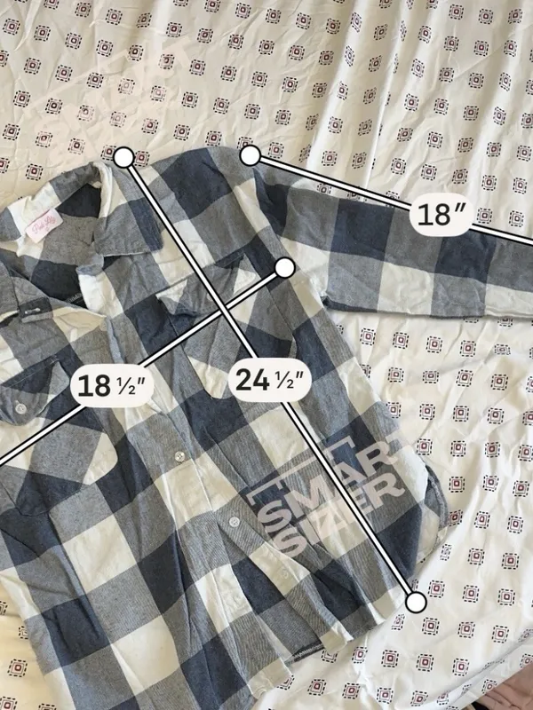 pink lily large womens Flannel Plaid grey white black pockets collared - Image 5