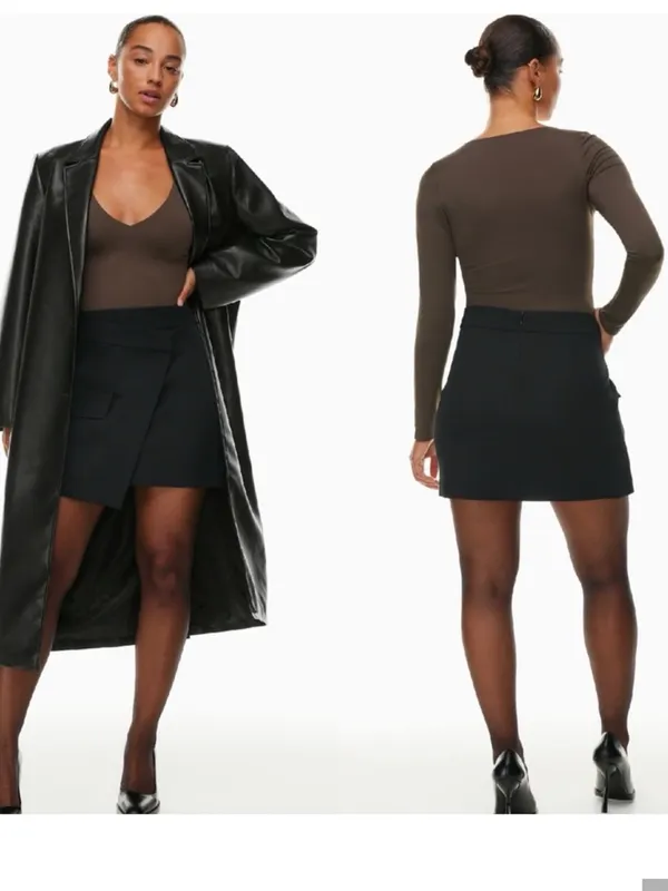 ARITZIA BABATON Contour V neck Long Sleeve Top in‎ Mocha Brown - Image 8