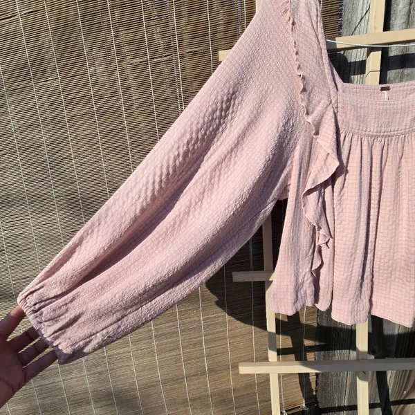 Free People Ruffle Long Sleeve Bouse M - Image 5