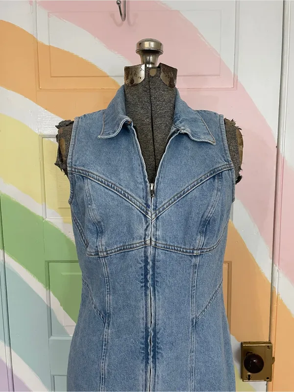 GRLFRND Denim Selena Cotton Zip Front Western Corset Mini Dress Sz S 🧡🎀 - Image 5