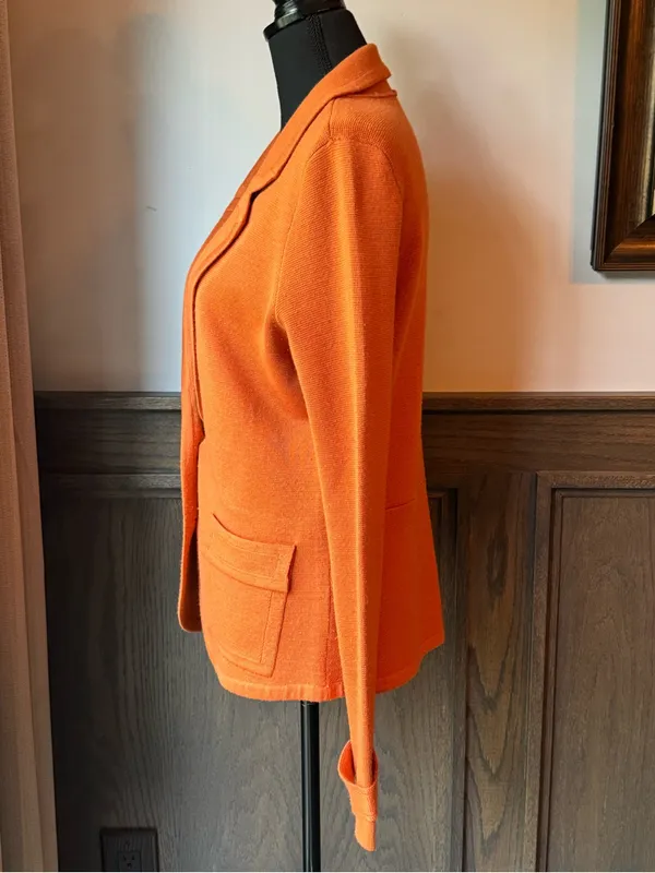 Halogen Orange wool blend Knit Blazer large - Image 3