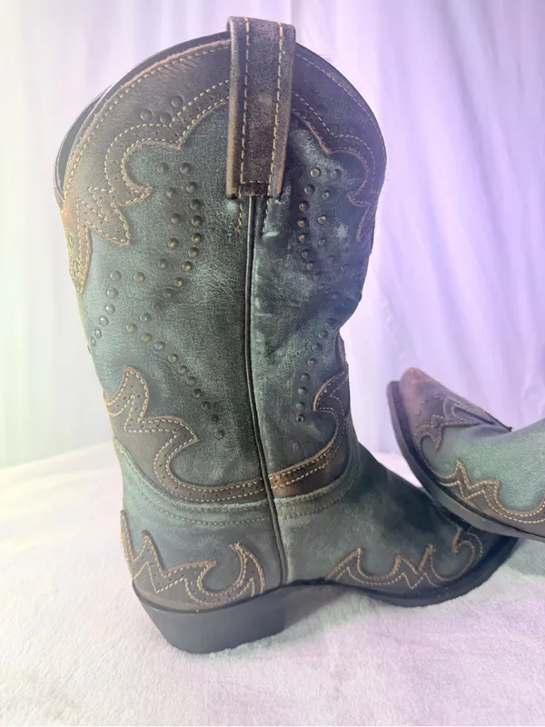 Teal Western Ankle Boots for Women - Image 10