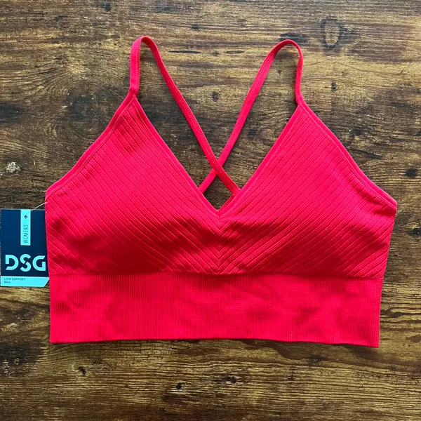 Dick's Sporting Goods Red Ribbed Lightly Padded Strappy Back Sports Bra - Image 4