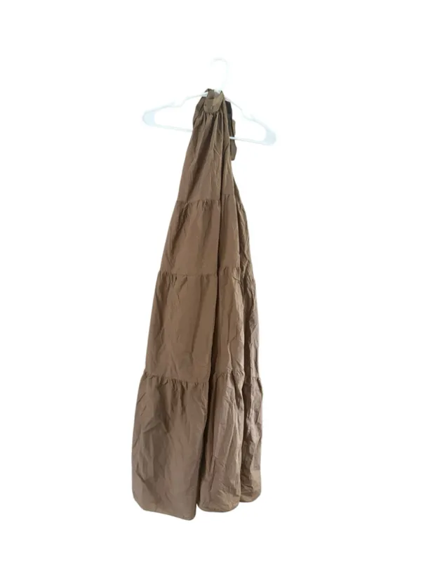 Women's Theory Petite Maxi Dress Brown Tiered Halter Neck - Image 3