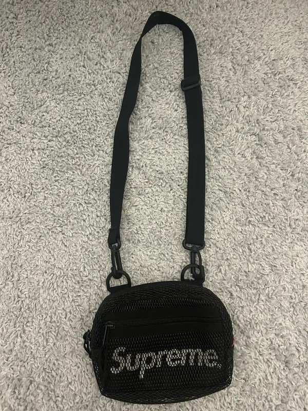 Supreme SS20 small shoulder crossbody black mesh bag - Image 2