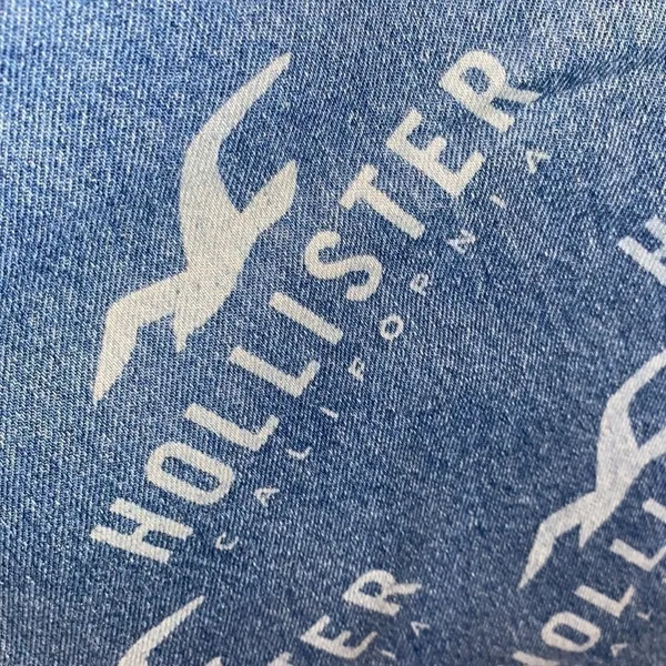 Hollister‎ bag cinch sack denim jean logo print adjustable unisex one size - Image 4