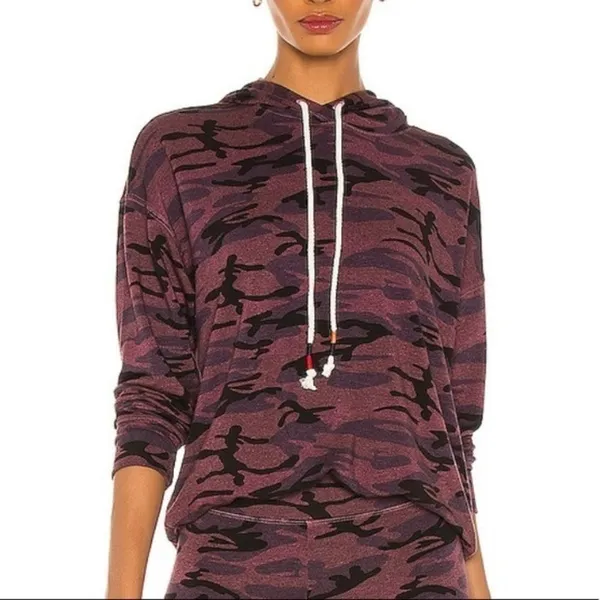 NWT Sundry Camo Boyfriend Hoodie in Plum 0‎ XS - Image 4