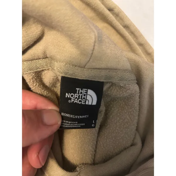 The North Face Womens Half Dome Pullover Hoodie Tan Khaki Logo Sweatshirt Large - Image 5
