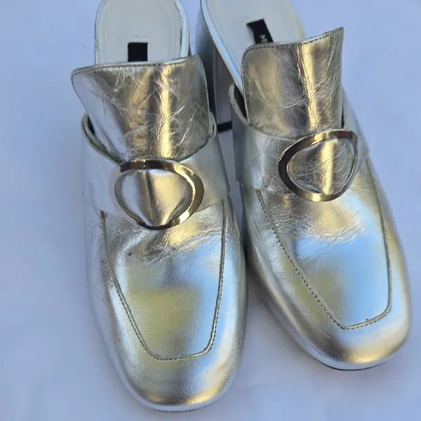 Mango Metallic Silver Mules - Image 4