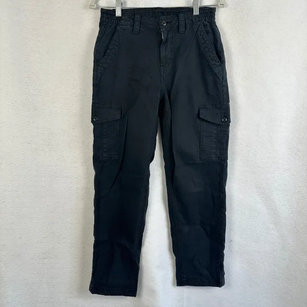 American Eagle Black Cargo Pants Stretch Waist Zip Fly‎ Womens 4 Sporty Utility - Image 2