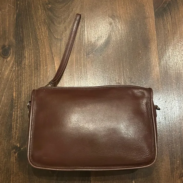 Vintage Carriage Court Brown Genuine Cowhide Leather Clutch Bag Purse Classic - Image 8