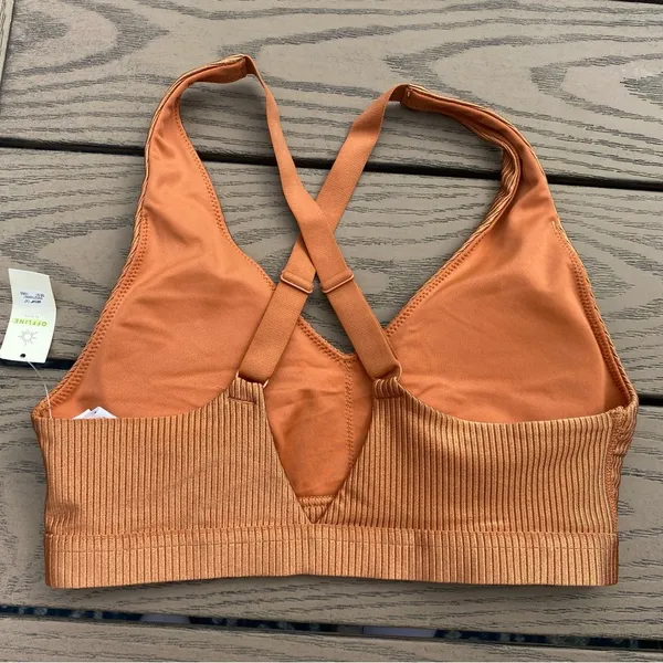 NWT aerie size small brown tan glittery sports bra medium support stretch - Image 2