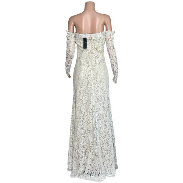 LULUS Romance Dreamer Lace Off-the-Shoulder Dress, White, Large - Image 9