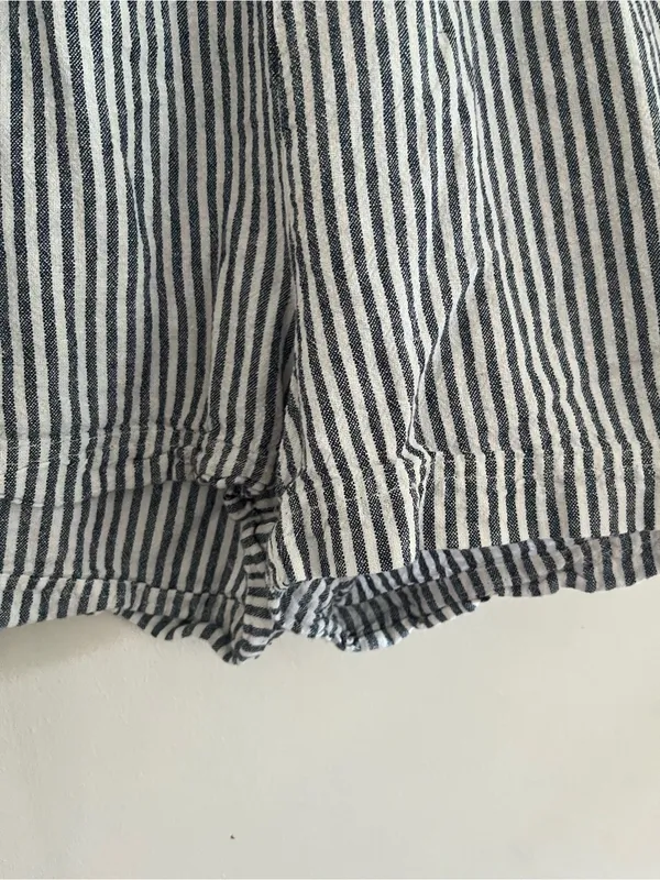 Old Navy Blue White Striped Elastic Waist Shorts XL Linen Blend Coastal Summer - Image 3