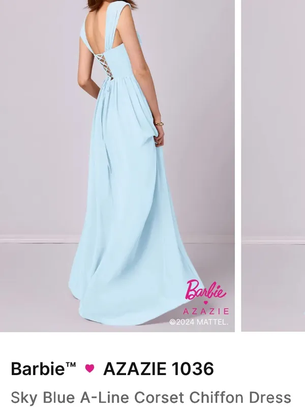 Azazie Sky Blue A-Line Corset Chiffon Dress (Barbie Collection) - Image 2