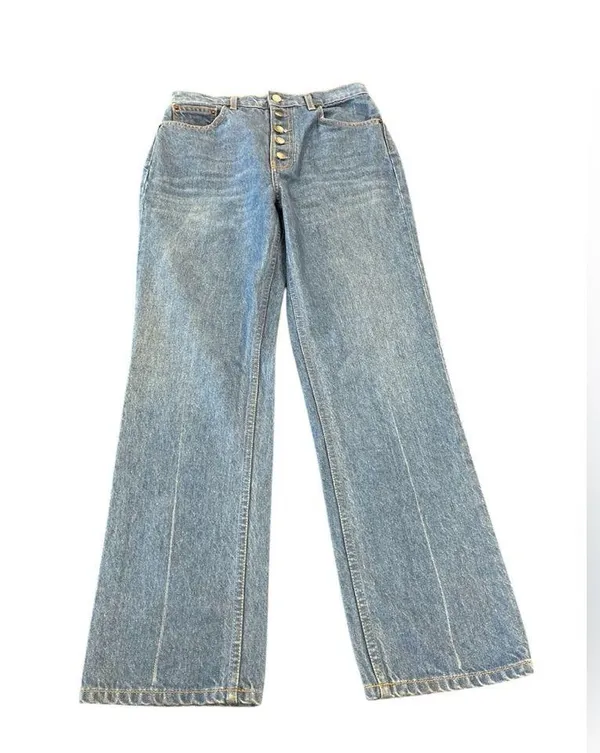 Reformation Cynthia Button Fly High Rise Straight Jeans Sz 26 - Image 2