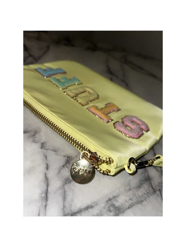 Stoney Clover Lane Ln Target 12x8 Clutch Wristlet Cosmetic Bag Yellow STUFF Lrg - Image 4
