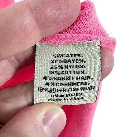 Fresh Produce Pink Cashmere Sweater Relaxed‎ Fit Dolman Sleeve Casual Cozy - Image 3