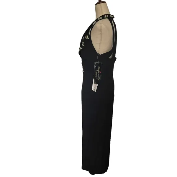 Vtg Blondie & Me Beaded Tuxedo Y2K McBling Cocktail Dress Sz 9/10 Strappy Goth - Image 8