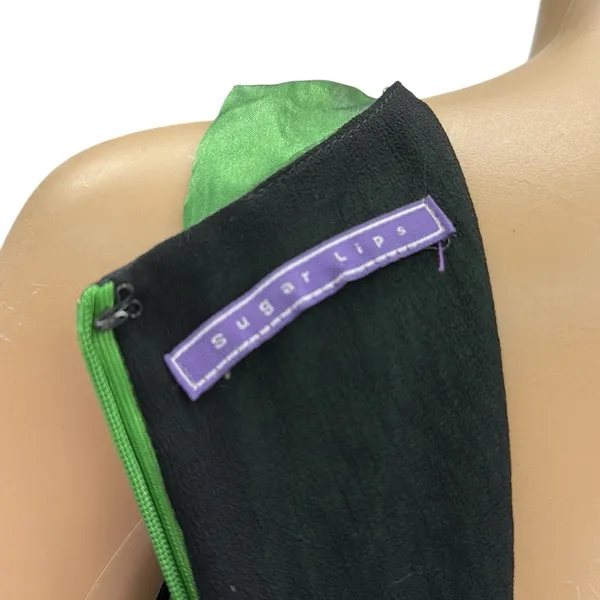 Sugarlips Emerald Green Black Sleeveless Bubble Hem Zip Back Lined Dress Size S - Image 12