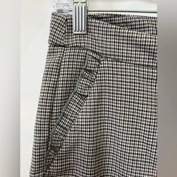 Zara Basic Houndstooth Black White Pants Ruffle Pockets Size‎ Small - Image 4