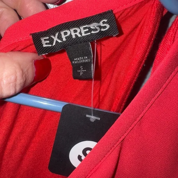 Express Womens Red Ruffle‎ Front Tie Back Sleeveless Blouse Top Small - Image 2