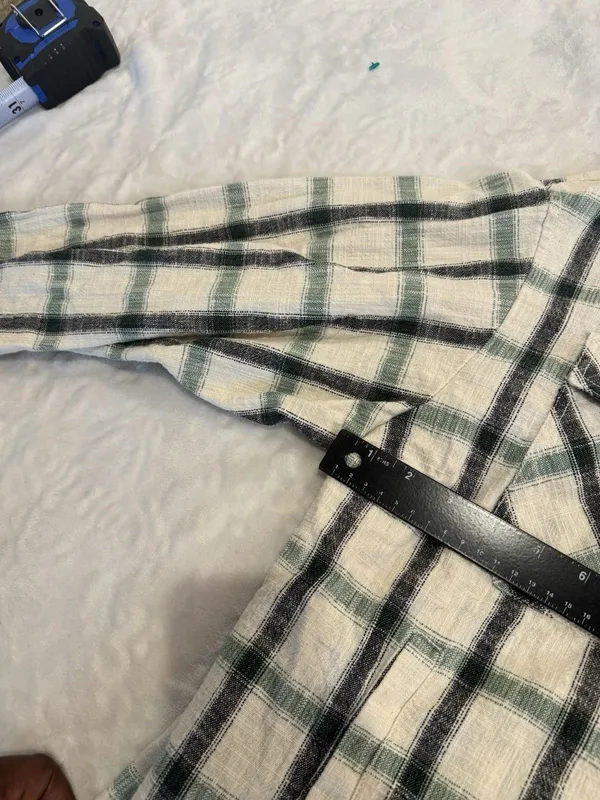 Zara oversized shacket jacket plaid beige black white S Button Up - Image 9