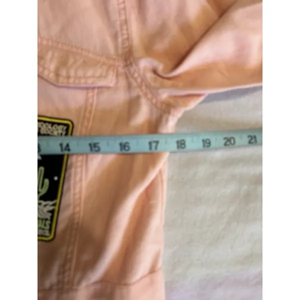 Utility Jacket Womens Peach Size Medium Pockets Tie‎ Waist Patches Embroidered - Image 6