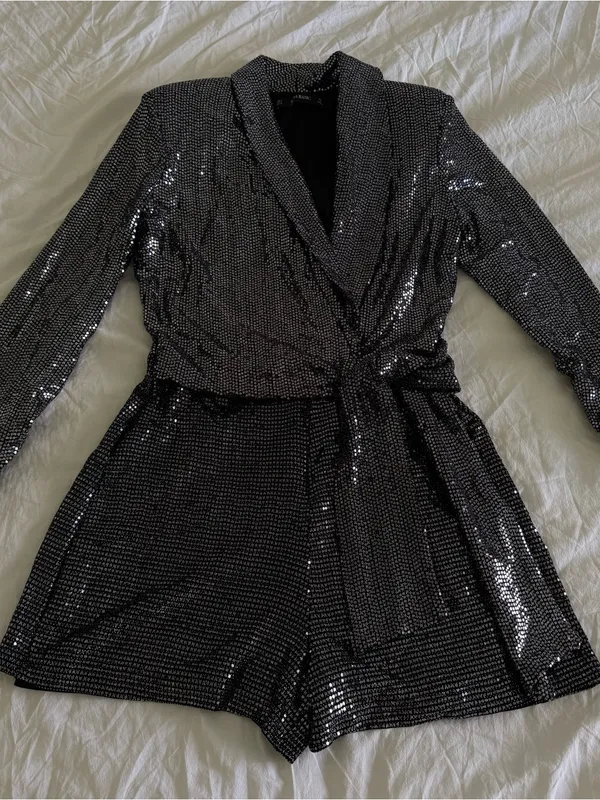 NWOT Zara Sequin Jumpsuit with Tie - Image 5