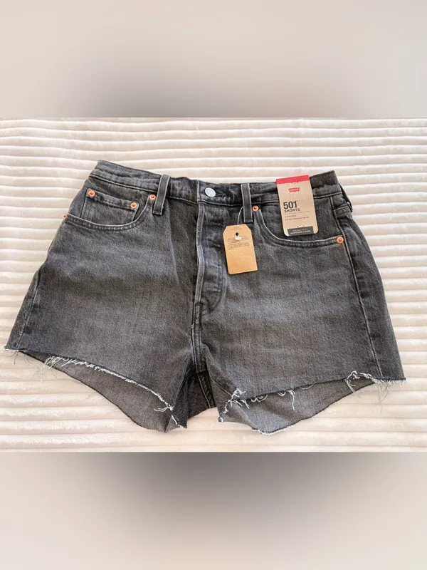NWT Levi's 501 Women's Charcoal Gray Cutoff Denim Shorts Size 29 - Image 2