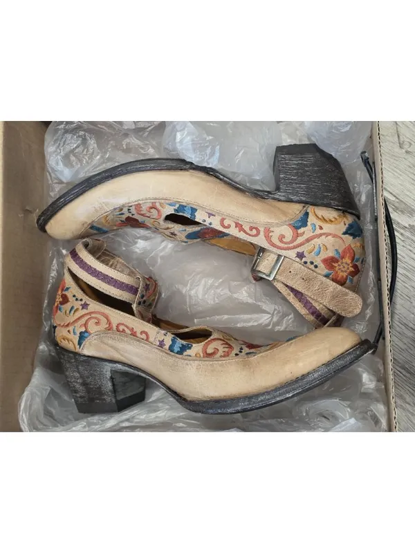 Old Gringo Deborah Rico Bone Leather Floral Embroidered Heels Size 9.5 - Image 7