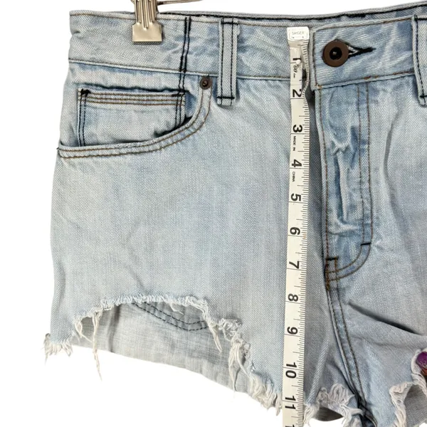 Free People Cutoff Denim Shorts Women 29 Light Wash Blue Raw Hem Festival Grunge - Image 7